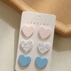 Set of Heart Stud Earrings